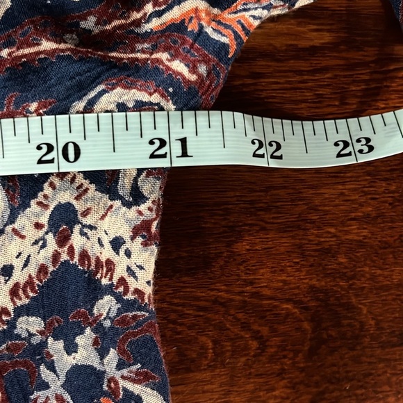 Angie Womens Top L Navy Wine Red Stretch Neckline Lace Front Ties/Tassels Loose - Picture 10 of 12